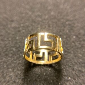 New Mia Fiore Dyadema Size 8 Gold Plated Bronze Greek Key Ring